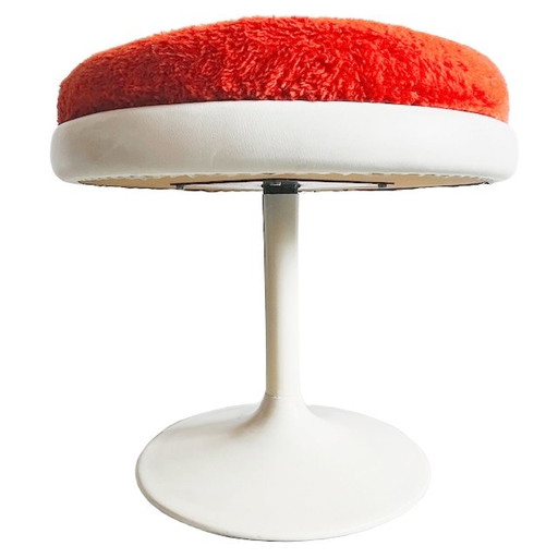 Vintage mid-century space age stool orange teddy pop art 1970s