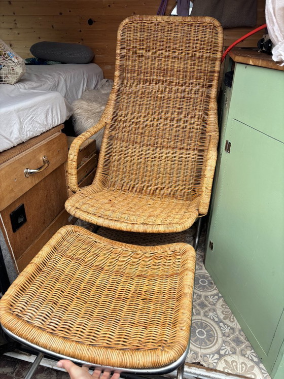 Fauteuil Dirk van Sliedregt avec support. tabouret – Rattan (photo 5 of 5)