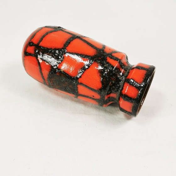 Fat Lava Keramikvase, Scheurich Keramik 242-22 "Spiderweb", 1960er Jahre, Vasen, Schwarz (Foto 4 von 11)