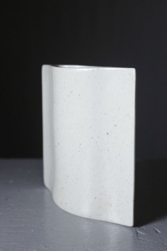 Porcelaine de Virebent Yves Mohy - Vase Méplat aux Oiseaux France 1970s (photo 4 of 7)