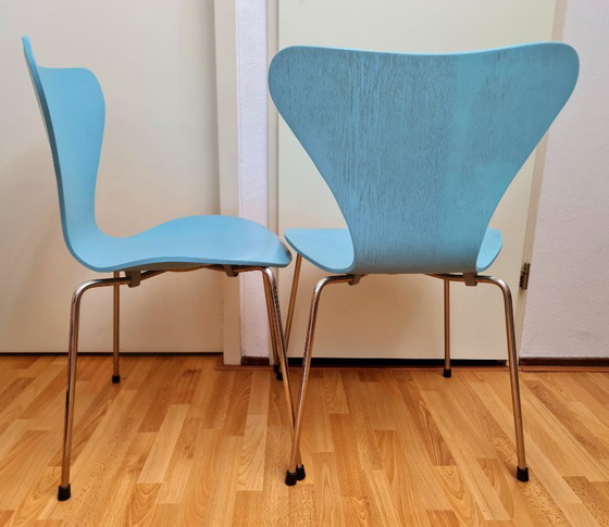 Vintage Fritz Hansen Series 7 Stoelen Jaren 70 / 80 Light Blue Ash – Kuipstoelen, Metal, Wood (photo 11 of 14)