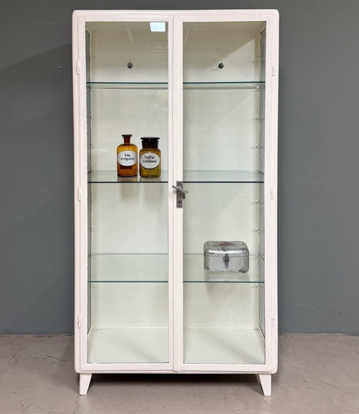 Vetrina/armadietto da farmacia vintage bianco