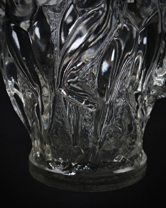 Image 1 of Lalique Bacchantes unsigned vintage clear crystal vase mid 20th century