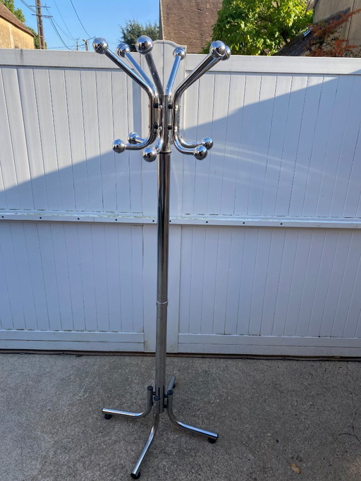 Vintage 1970 chrome-plated metal coat rack