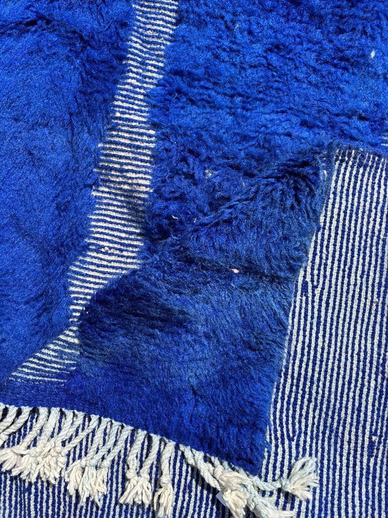 Image 1 of Blauer handgeknüpfter marokkanischer Teppich 210 x 300 cm – | Geometrischer moderner Teppich