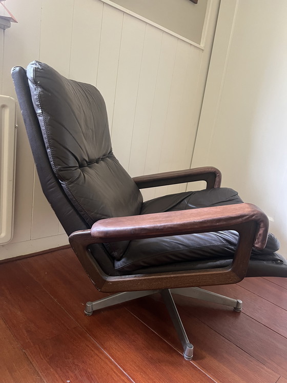 Image 1 of 1x Koningsstoel Collectie Bruin Leer Strässle Zwitserland