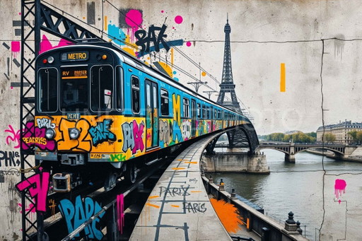 Farouk Ferrah Kunstdruck, Pariser Metro Graffiti, gedrucktes Foto, Street Art, Graffiti