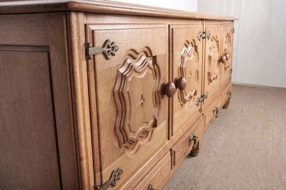 Image 1 of Very large French sideboard in solid oak by Guillerme and Chambron for Your Home 1960.
