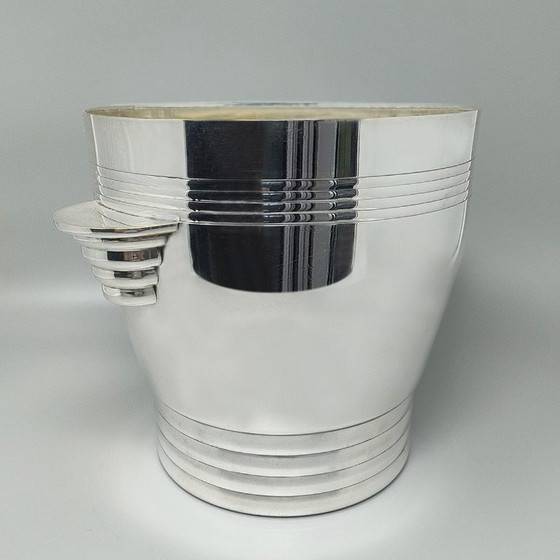Image 1 of 1930er Jahre Wunderschöner Art Deco Eiskübel von Vuillermet aus versilbertem Stahl. Hergestellt in Frankreich