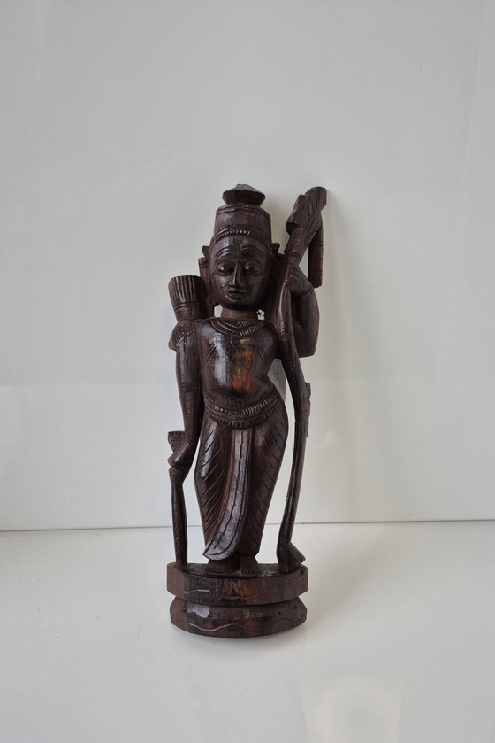 Image 1 of Hindu gods: Rama, Hanuman, Manasa, carved wooden figures