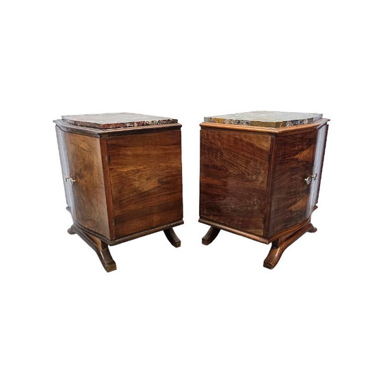 Stel Franse Art Deco Nachtkastjes Met Marmer Blad, Jaren 30 – Wood (photo 5 of 12)
