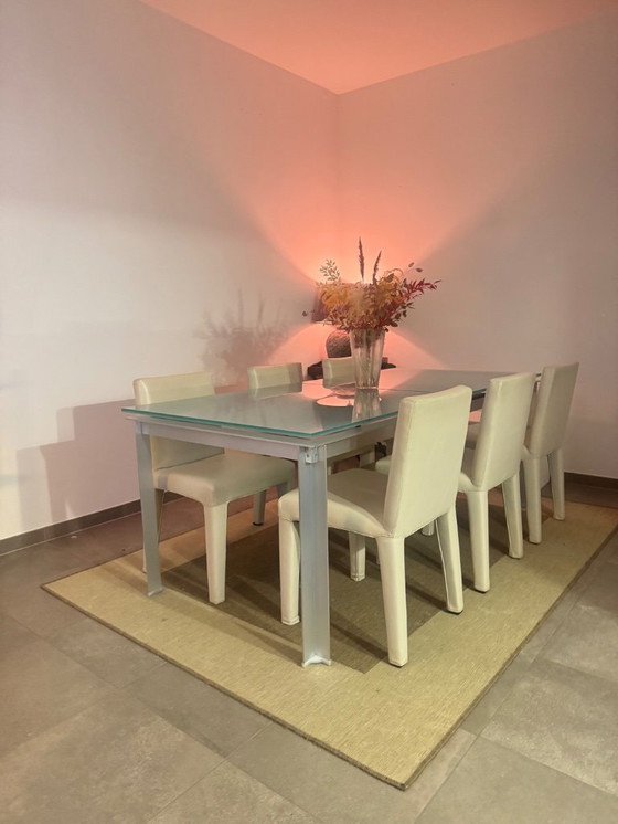 Image 1 of 6x B&B Italia Vol Au Vent design stoelen, Mario Bellini, wit leer