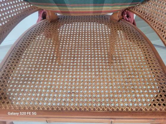 4 Faux Bamboo Giorgetti stoelen en eettafel – Eetkamerstoelen, Glass, Textile (photo 11 of 14)
