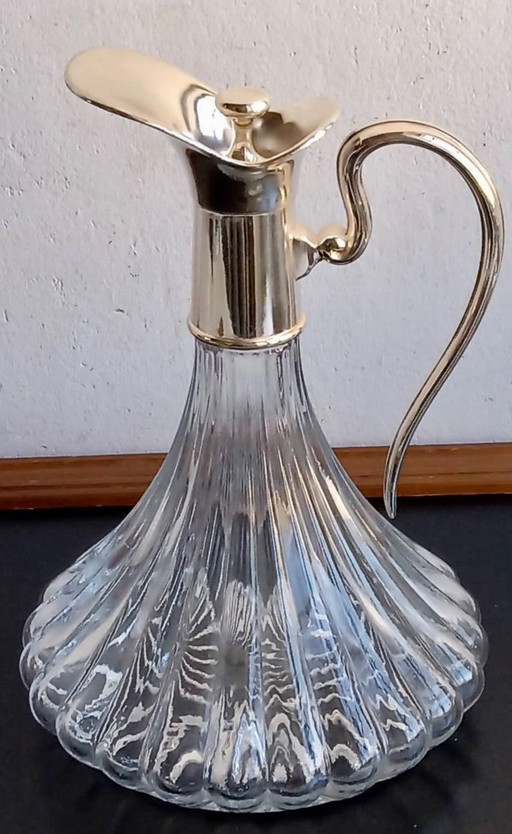Lancel Paris - Franse vintage geribbelde kristalglas Decanter / Schenkfles.