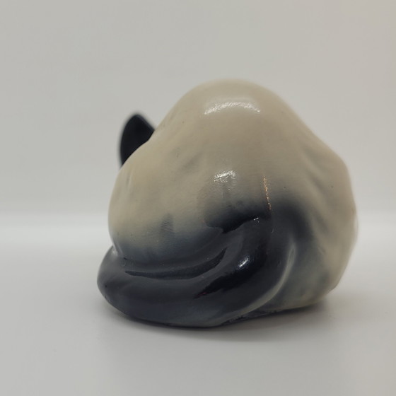 Image 1 of Figur „Liegende Katze“, emailliertes Porzellan, Lladró-Stil, 20. Jahrhundert – Spanien