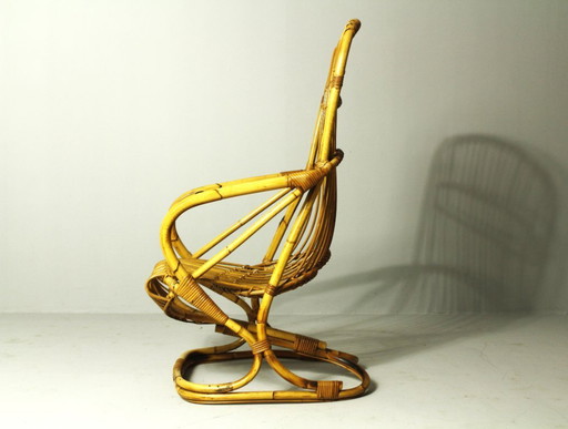 Sillas italianas de bambú al estilo de Tito Agnoli para Bonacina