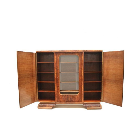 Image 1 of Large vintage Art Deco walnut cabinet made in the 1930s