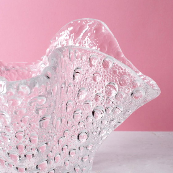Image 1 of Mid-century Rare Clear Vintage Fazzoletto Glass Vase / Murano / Italy / 1970s