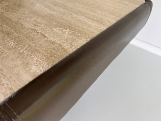 Image 1 of Travertine leather coffee table