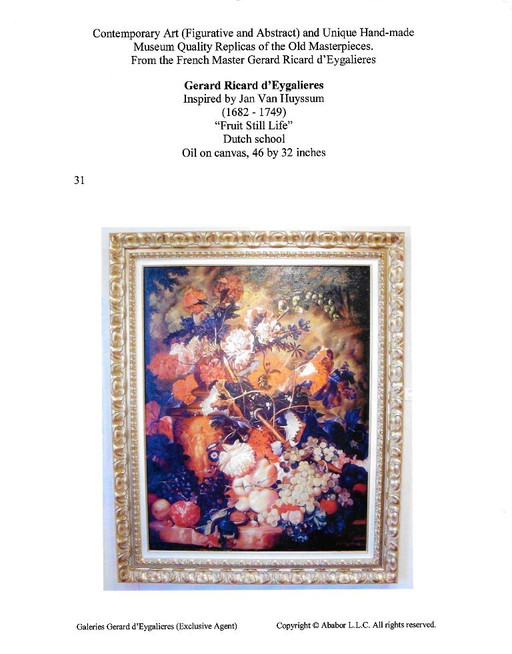 6 Tableaux de Gérard Lucian Ricard grands formats encadrés, reproductions de tableaux anciens