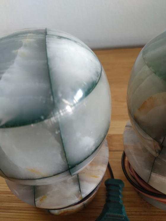 Image 1 of Ensemble de lampes de table/veilleuses en marbre (onyx) (+/- 50-60s).
