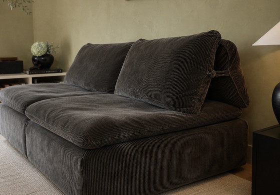Image 1 of Canapé modulaire - Velours côtelé marron chocolat