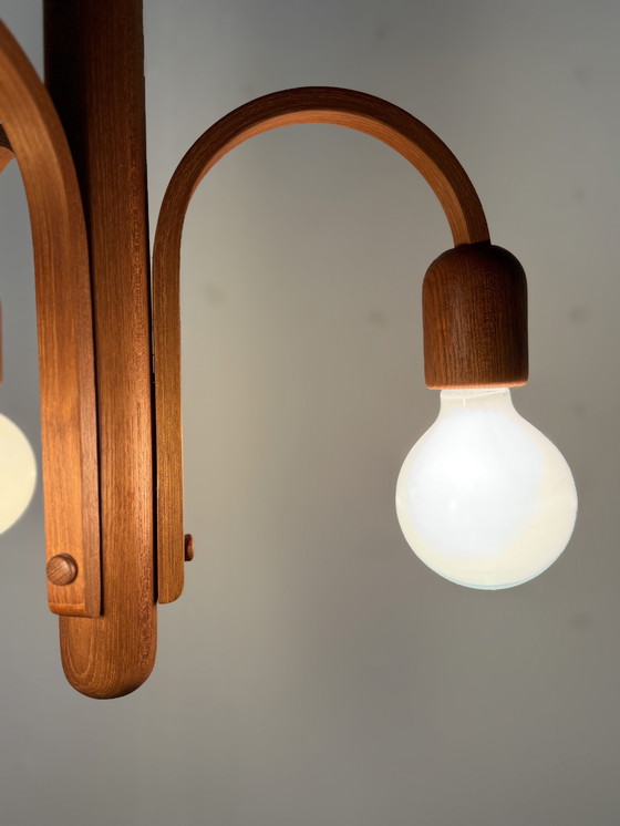 Image 1 of Lampada a sospensione vintage in teak 'Candela', Domus '80