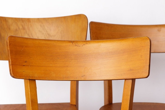 Image 1 of Set van 4 Vintage "Frankfurter" Eetkamerstoelen - Beukenhout - Duitsland jaren 1950-1960