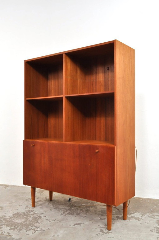 Mid-century Teak compartment cabinet with flap