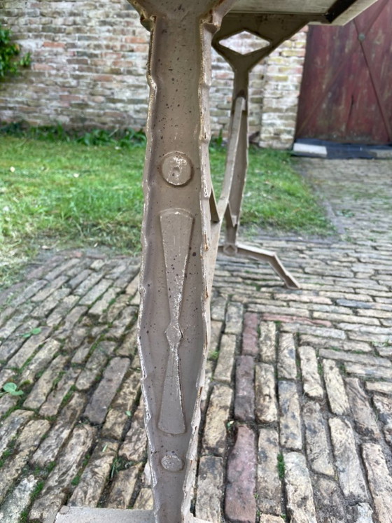 Image 1 of Tavolo da giardino, tavolo da bistrot con piano in marmo, stile Art Déco francese