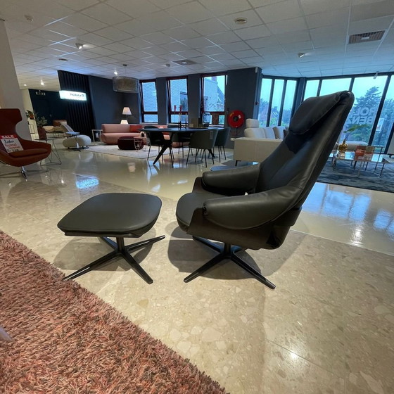 Image 1 of Leolux Sessel in Creme mit Hocker