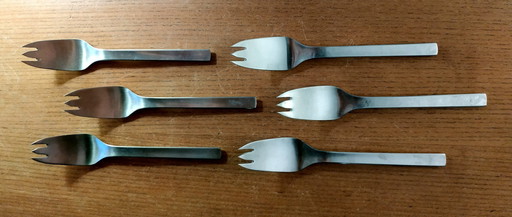 Georg Jensen 1955 6 couverts door Magnus Stephensen Model Tuja Tanaquil