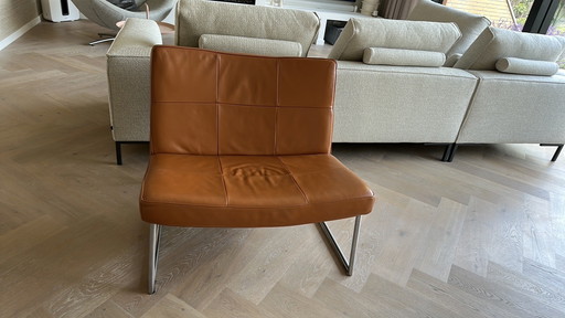 Harvink Hebbes fauteuil fauteuil loveseat. Chaise en cuir cognac