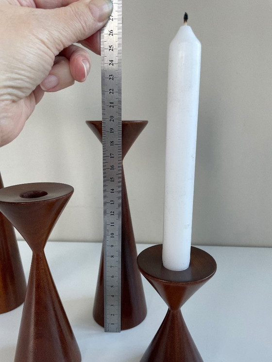 Image 1 of 4x PORTACANDELE in palissandro danese vintage design di metà secolo