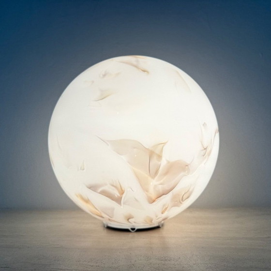 Image 1 of Vintage glass table lamp marble decor , 1970s 