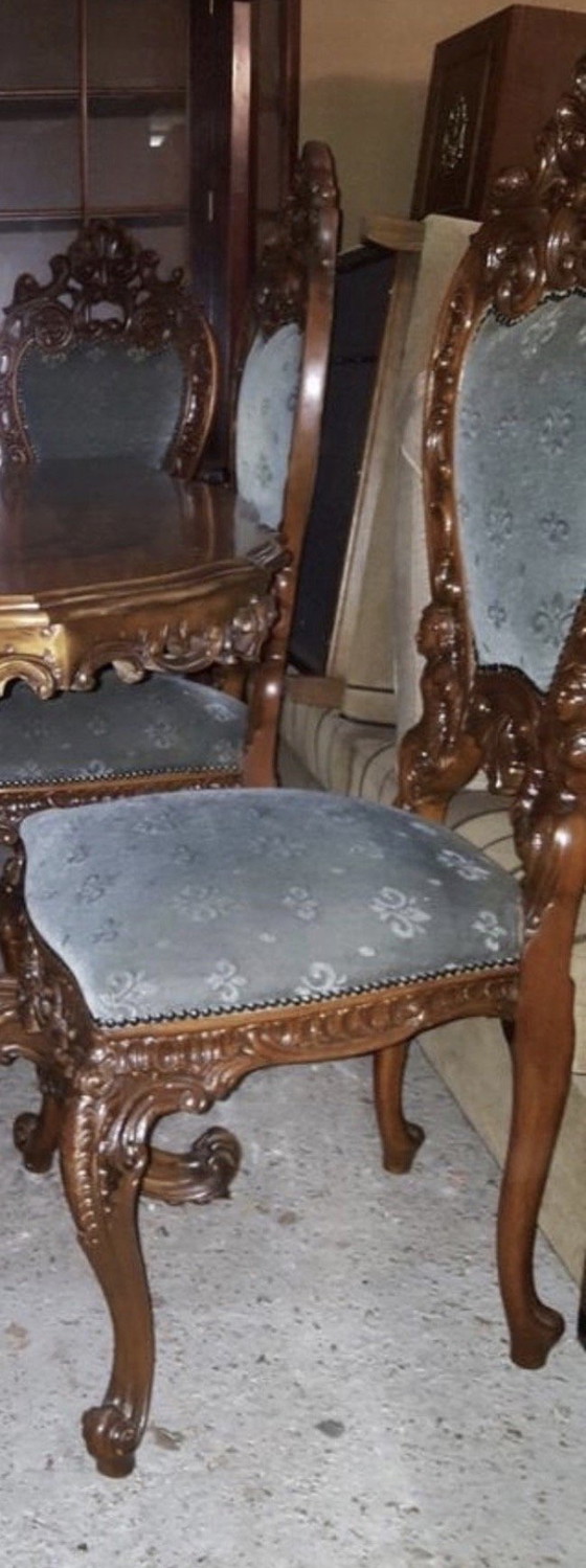 6 chaises de salle à manger baroques – Textile, Wood (photo 3 of 6)