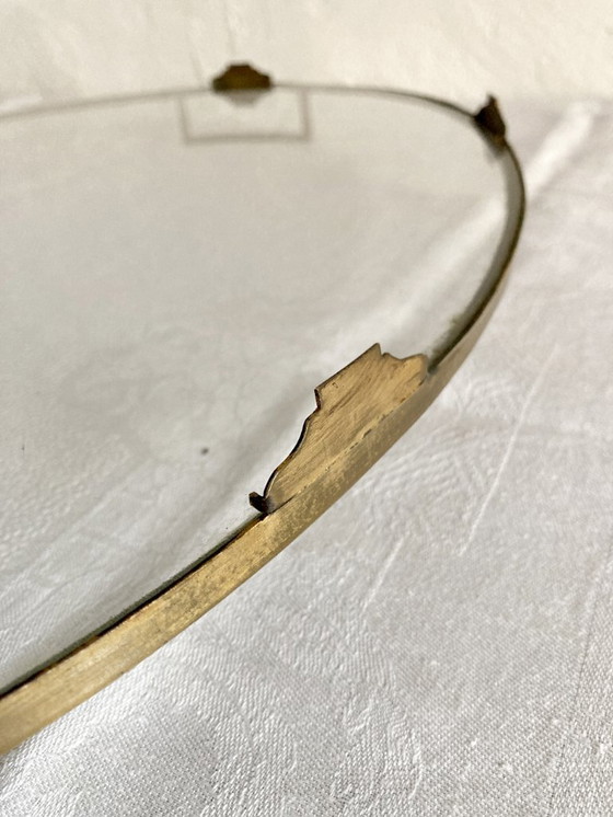 Image 1 of Oval glass and brass serving tray, late 19th - early 20th century
