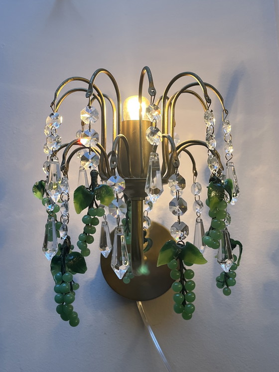 Image 1 of Set Van 2 Vintage Italiaanse Groene Druiven Wandlampen