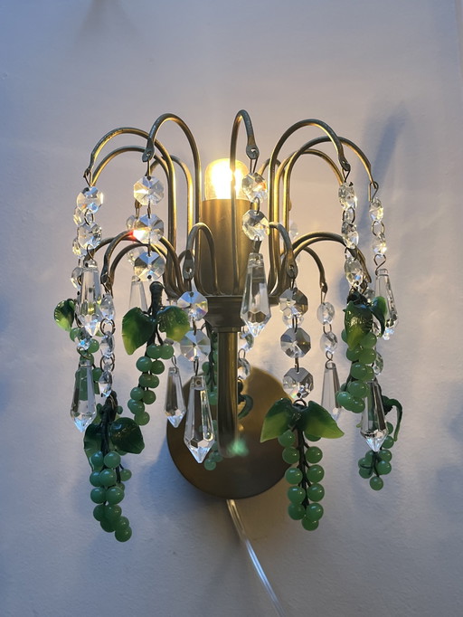 Set Of 2 Vintage Italian Green Grape Wall Lights
