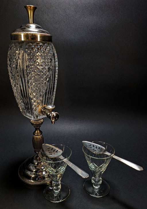 Fontaine à absinthe Vintage + 2 cuillères à sucre
