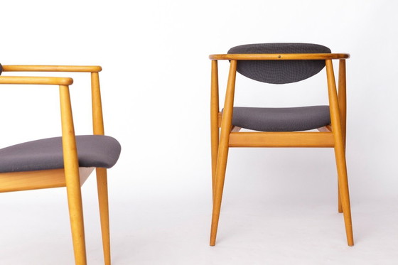Image 1 of Pair of Mid-Century Armchairs, 1960s–70s German Vintage, Beech Wood & Original Upholstery