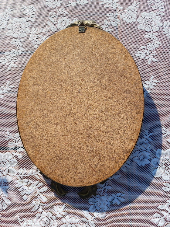 Image 1 of Vintage Ovale spiegel met bronzen messing omlijsting