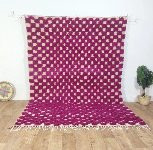 Berber tapijt roze moderne stijl – handgeweven wol (276×200 cm)