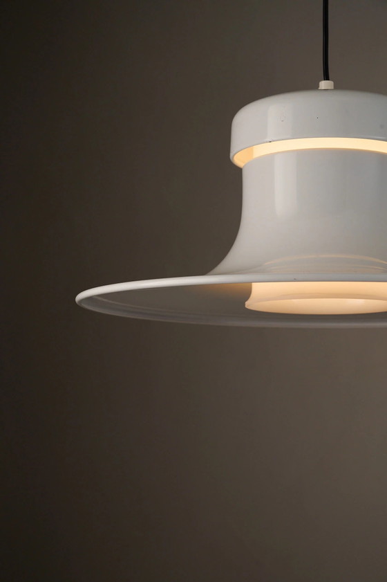 Lampada a sospensione in metallo bianco di Aneta, Svezia, anni '70, Plafoniere, Nero, Scandinavian (foto 6 di 14)