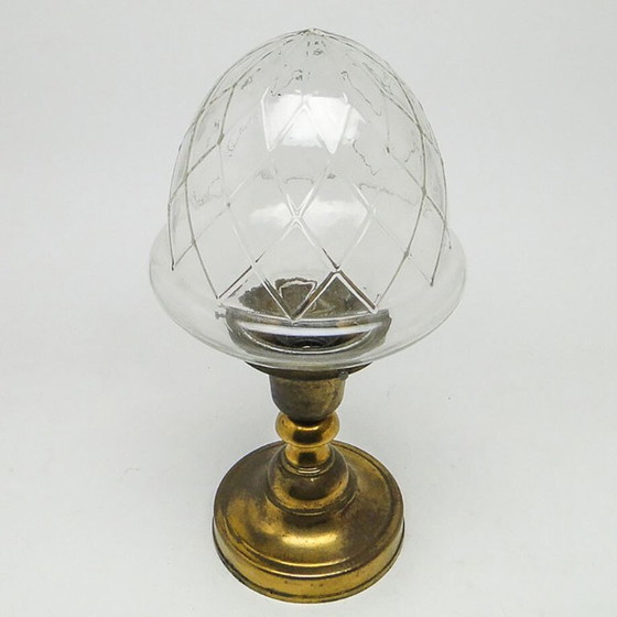 Vintage hanglamp van messing, jaren 1930 – Hanglampen, Glass, Brass (photo 8 of 11)