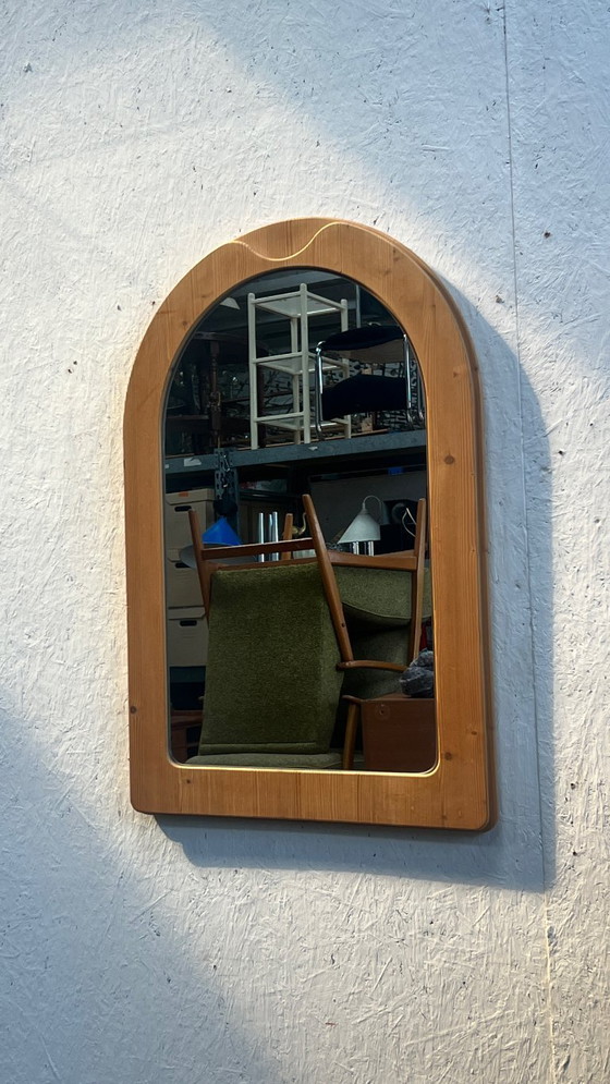 Image 1 of Vintage Large Pine Wood Mirror, Sweden 1970s