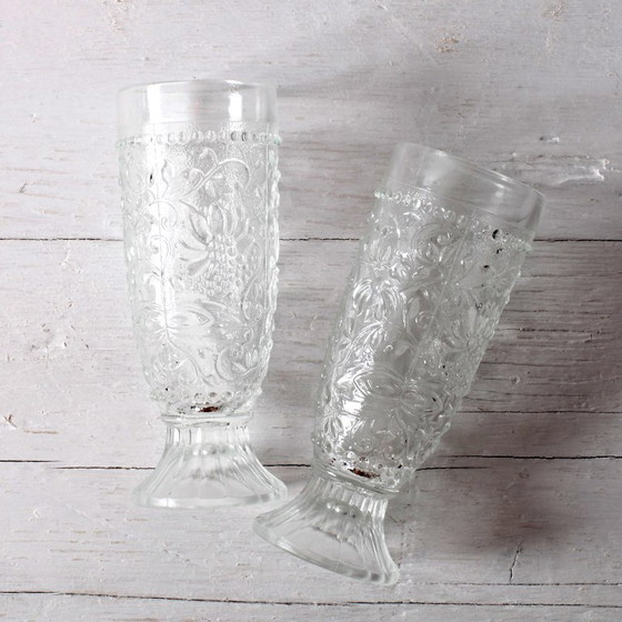 Set di 2 eleganti bicchieri in vetro pressato Cibulak di Pavel Panek / 1977 – Bicchieri e caraffe, Glass (photo 9 of 11)