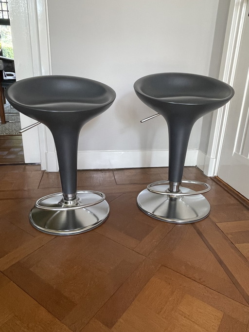 2x Bombo Magis Height Adjustable Barstool Anthracite Gray