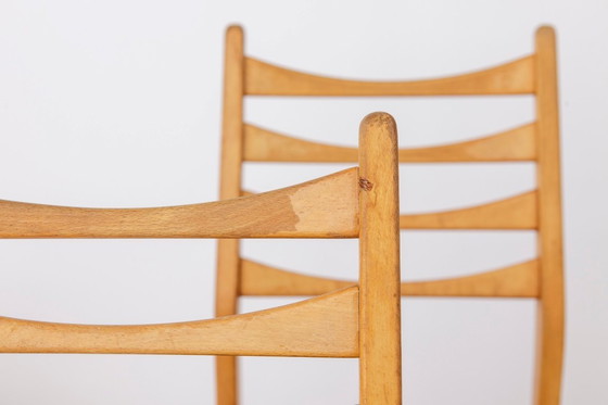 Image 1 of Set of 4 Vintage Dining Chairs 1970s Germany, Beech Wood Chairs, Restored & Reupholstered, Mid Century Modern