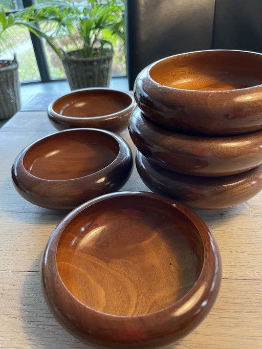 6 cuencos vintage de teca.